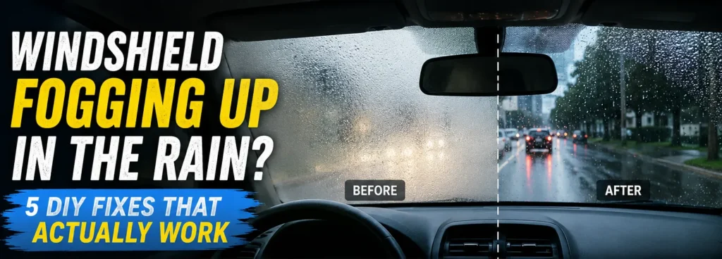 foggy windshield in rain